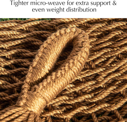 PNAEUT Handwoven Mayan Hammocks, Double Rope Hammock for Outdoor Outside & Indoor, Thick Soft 600 lbs Capacity Heavy-Duty, Includes Tree Straps, Carabiners & Carrying Bag (Nature, X-Large)