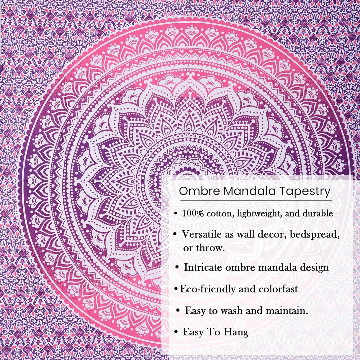 THE ART BOX Original Gold Tapestry Wall Hanging Mandala – Cotton Throw Tapestry – Boho Bedding White and Gold Medium Bedspread 54x60 Inches – Meditation & Yoga Rug Mat