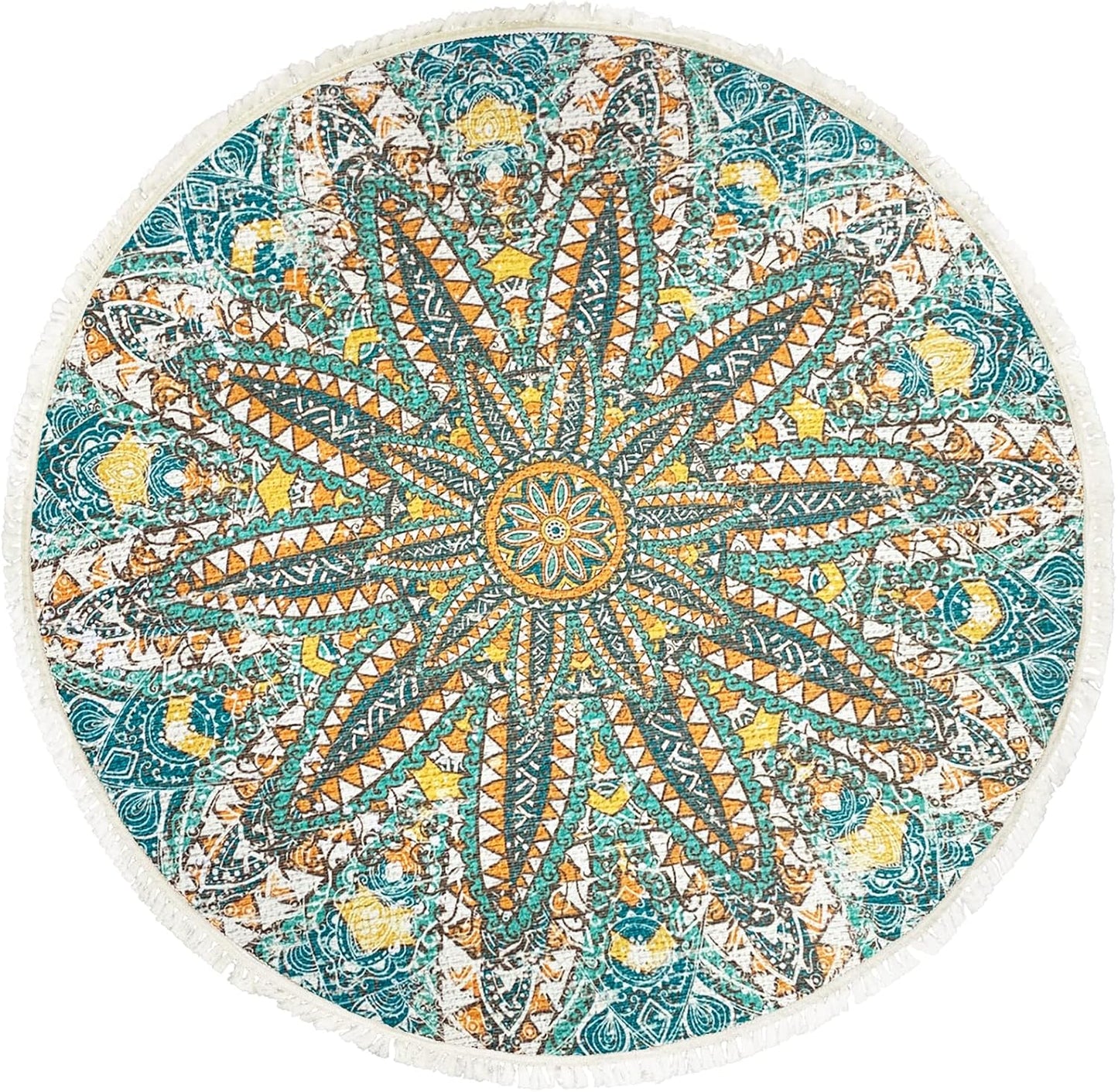 Boho Rug 5Ft Round Bedroom Carpet Circle Nonslip Farmhouse Area Rug Rustic Mandala Floor Mat for Living Room Locker Room Tassel Yoga Throw Rugs Washable Doormat, Purple