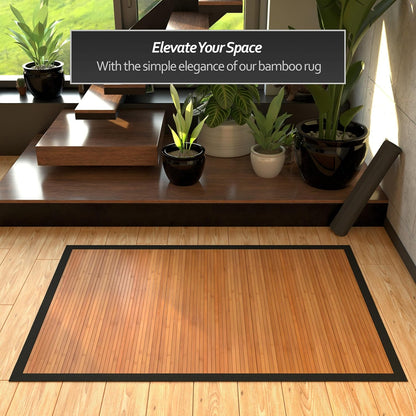 Red Lantern Bamboo Rug - Little Leaf - 4' x 6'