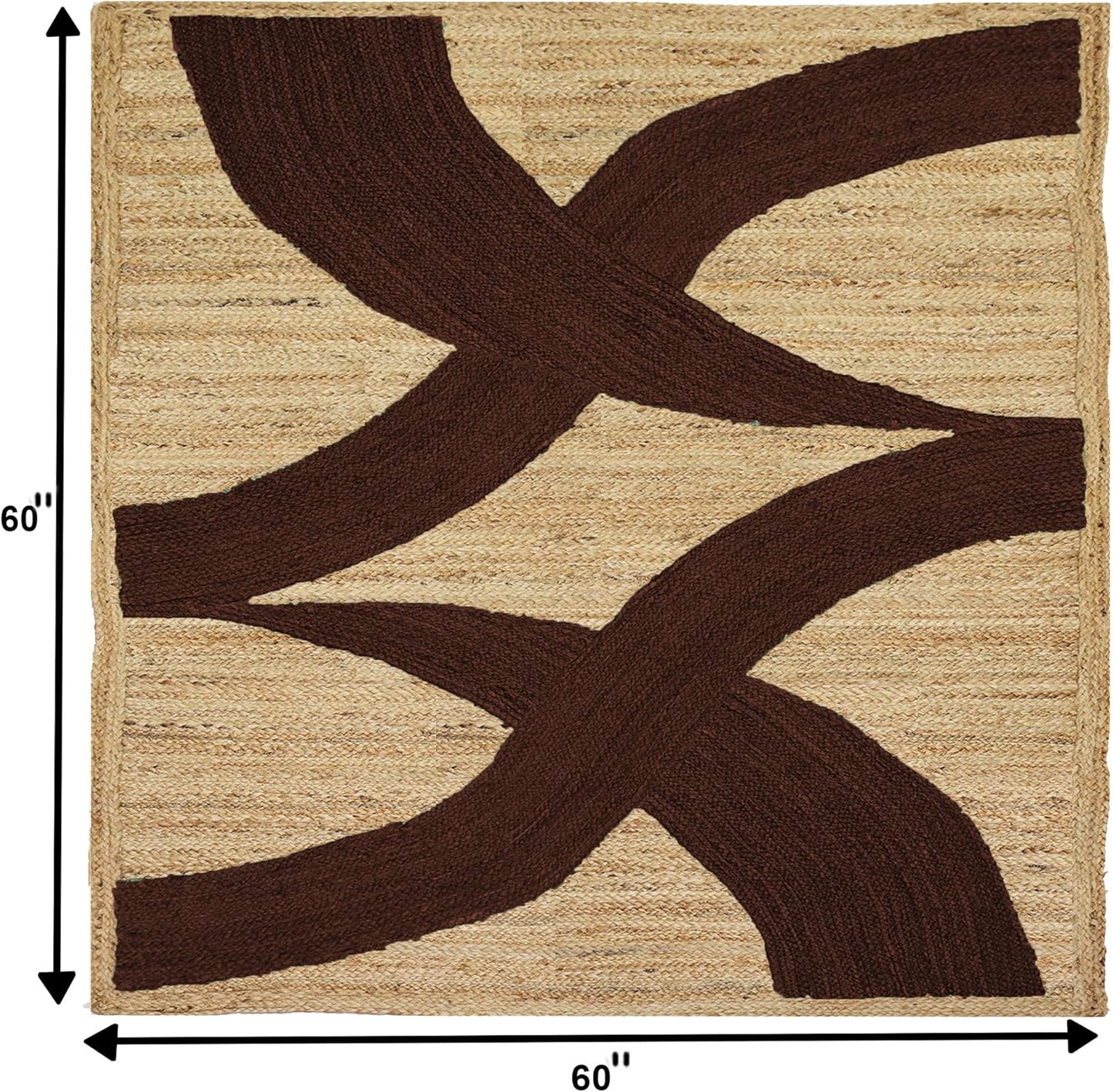 Premium Quality Jute Rug 4x6 Feet Area Rug Natural Fiber Jute Rugs Thick 0.27" Black Abstract Pattern Geometric Rugs for Kids Room, Living Room, Yoga Mat, Indoor Outdoor Carpet - Colors C