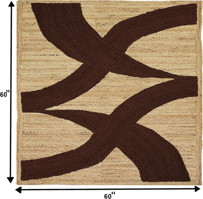 Premium Quality Jute Rug 4x6 Feet Area Rug Natural Fiber Jute Rugs Thick 0.27" Black Abstract Pattern Geometric Rugs for Kids Room, Living Room, Yoga Mat, Indoor Outdoor Carpet - Colors C