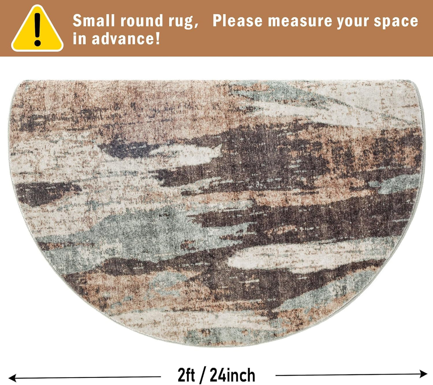 Carvapet 4ft Washable Round Rugs, Modern Abstract Circle Rug, Non Slip Rubber Backing Foldable Low Pile Carpet for Living Room Bedroom, 4ft Red/Orange Rug
