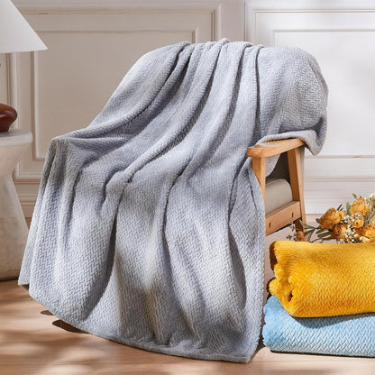 NEWCOSPLAY Super Soft Throw Blanket Light Purple Premium Silky Flannel Fleece Leaves Pattern Lightweight Bed Blanket All Season Use (Light Purple, Throw(50"x60")) - Colors A