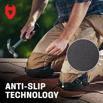 NoCry Flooring Knee Pads for Men with Extra-Wide Gel & Thick Foam Cushion — Floor-Safe Anti-Slip Leather Kneepads for Construction Work with Reinforced Adjustable Straps and Military-Grade Rivets