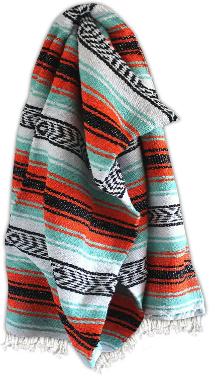 Del Mex Classic Mexican Blanket, Large Authentic Woven Falsa Throw (70"x50"), Artisan Southwest Décor for Beach, Yoga, Outdoors (Lavender)
