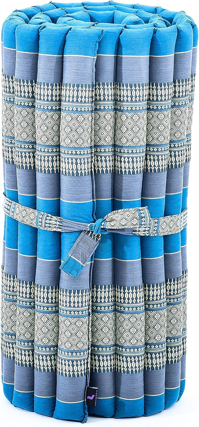 Leewadee - Kapok Roll Mat – Handcrafted Folding Sleep & Relaxation Mattress from Thailand, Ideal as Guest Bed, Camping Mat, Yoga Mat or Traditional Futon, 75 x 39 inches, Anthracite