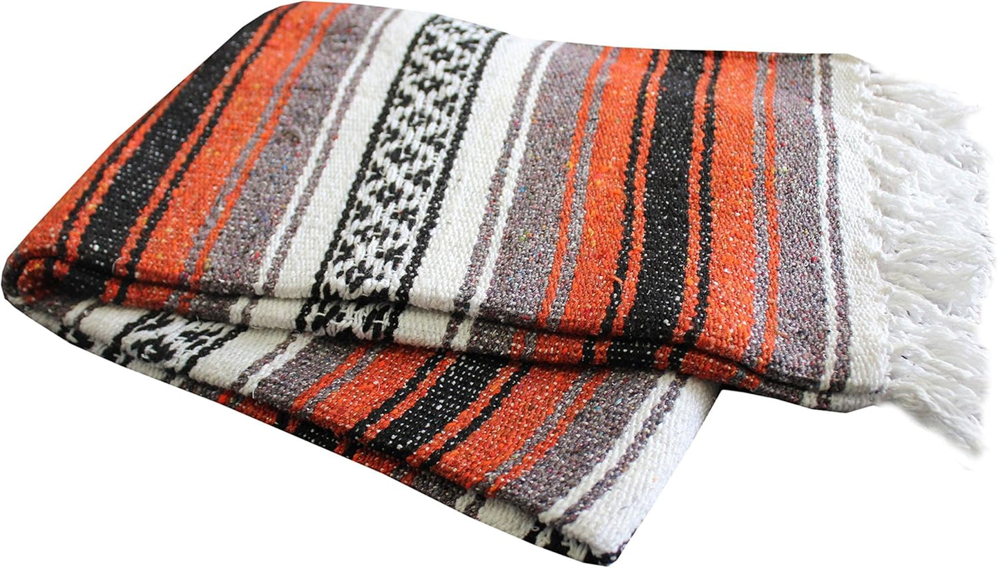 Del Mex Classic Mexican Blanket, Large Authentic Woven Falsa Throw (70"x50"), Artisan Southwest Décor for Beach, Yoga, Outdoors (Lavender)