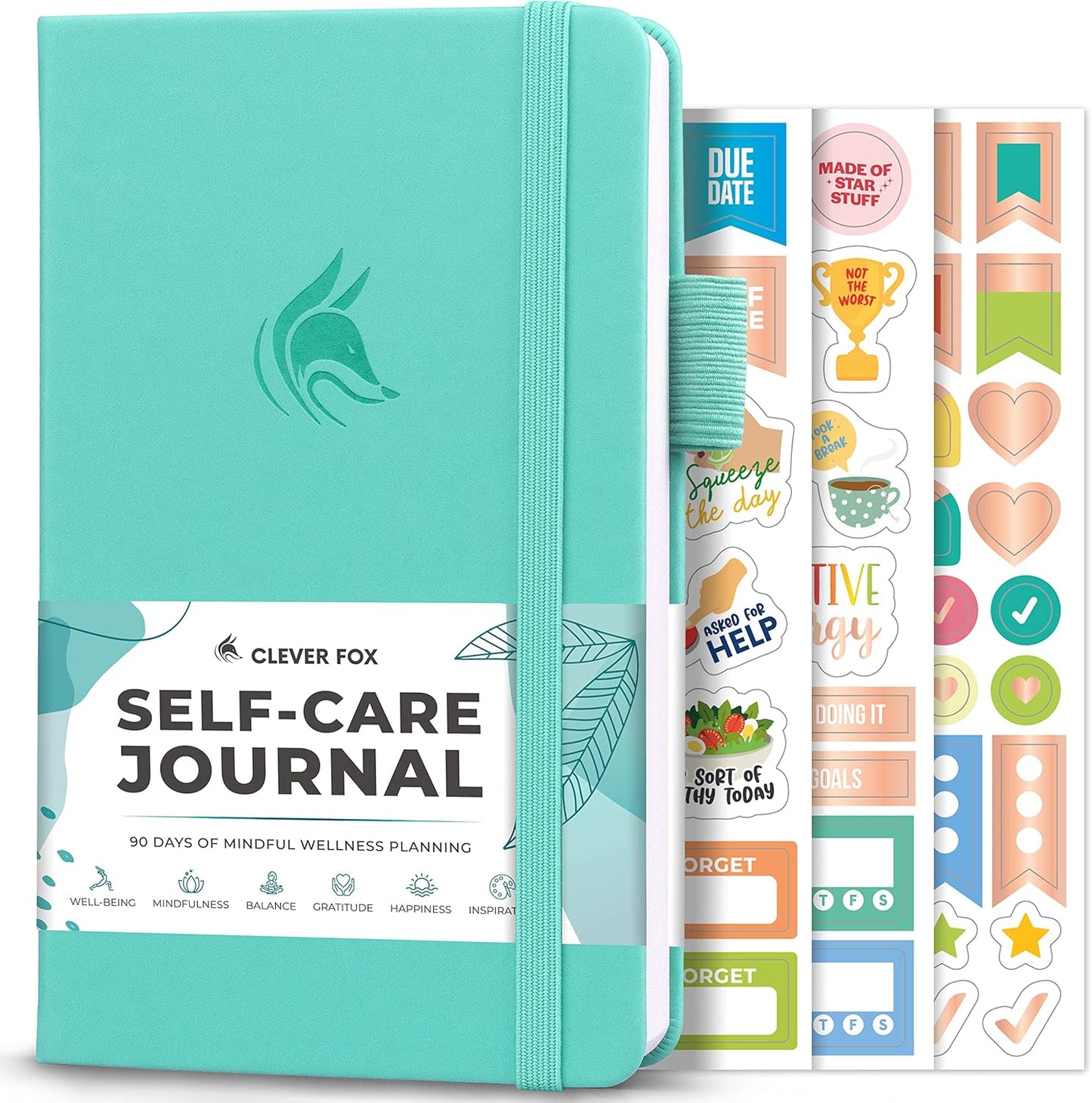 Clever Fox Self-Care Journal – Daily Reflection Notebook – Mental Health & Personal Development Planner, Meditation & Mood Log, A5 (Turquoise)