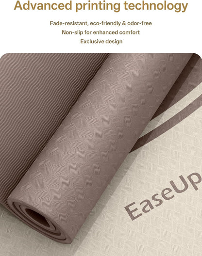 EaseUp Extra Thick Yoga Mat -2/5 inch (10MM), 72.8x31.5" Extra Long-Wide, Professional TPE Non-slip yoga mats for Yoga,Exercise, Workout,Pilates and Fitness, with strap
