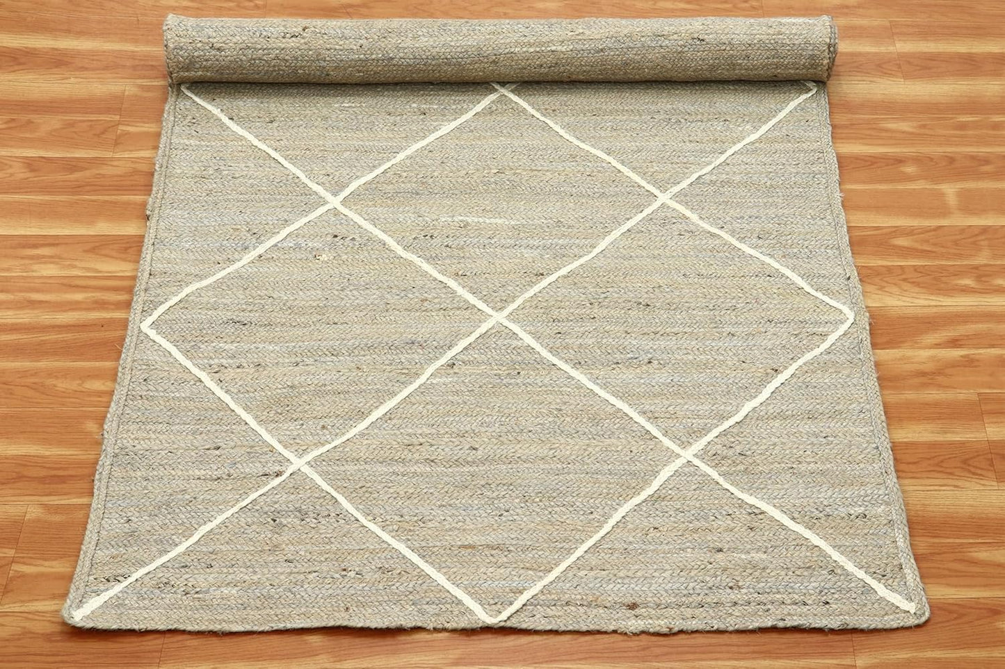 Premium Quality Jute Rug 2x3 Kilim Area Rug Hand Braided Jute Geometric Pattern Beige Hand Woven Boho Flatweave Carpet Indoor Outdoor Rugs for Kitchen Garden Yoga Mat - Colors B