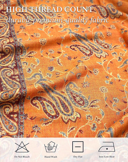 Achillea Reversible Paisley Pashmina Rave Scarf – Exotic Indian Shawls and Wraps for Evening Dresses, Festivals, All Seasons - Colors A