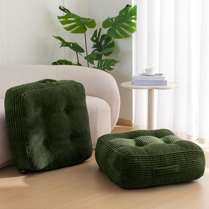 HIGOGOGO Floor Pillow Cushion for Adults, Meditation Cushion Pillow, Large Square Floor Sitting, Tufted Corduroy Cover, for Tatami Living Room or Yoga, 22x22 Inch, Dark Grey
