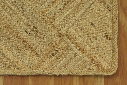 Hand Braided Jute 4 Ft Square Kilim Rug Flatweave Pink Geometric Pattern Jute Sisal Rug, Thick 0.27 Inch Indoor Outdoor Carpet for Kitchen, Bedside, Yoga Mat - Colors C