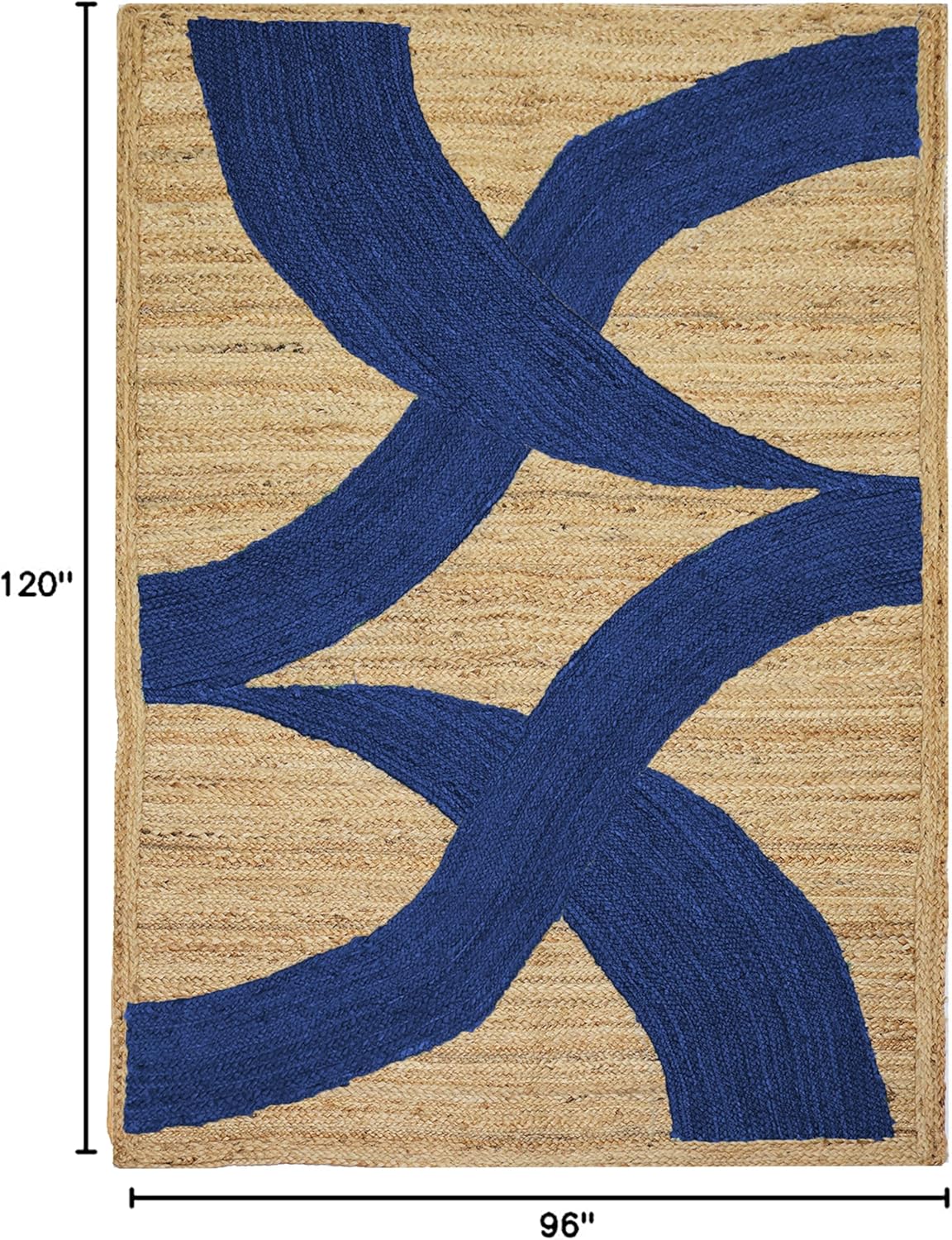 Premium Quality Jute Rug 4x6 Feet Area Rug Natural Fiber Jute Rugs Thick 0.27" Black Abstract Pattern Geometric Rugs for Kids Room, Living Room, Yoga Mat, Indoor Outdoor Carpet - Colors C