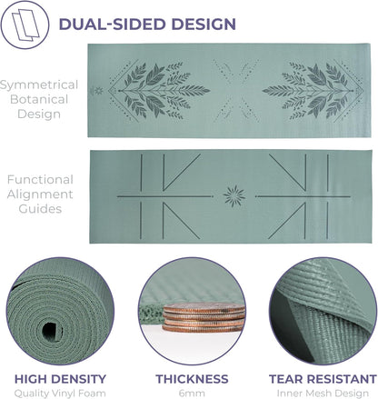 Ascend Yoga Mat - Premium 6mm Thick, 72" x 24", Solid or Reversible Print, Non Slip, Tear Resistant, Workout Mats for Pilates, Home, Studio, Fitness, Gym, Training, Floor Stretching