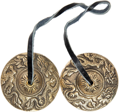 Tingsha Cymbals Bells - Easy To Play - Meditation Mindfulness Chime For Chakra Healing Spiritual Dharma Gifts Handcrafted Tibetan By Himalayan Bazaar (Ohm Mani)