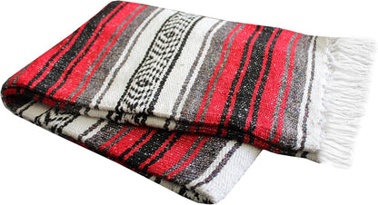 Del Mex Classic Mexican Blanket, Large Authentic Woven Falsa Throw (70"x50"), Artisan Southwest Décor for Beach, Yoga, Outdoors (Lavender)