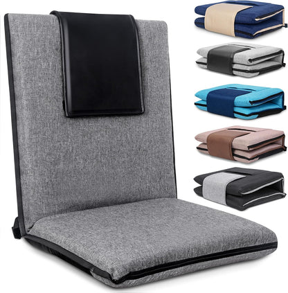 Floor Chair with Back Support 14-Position Adjustable Floor Chair Portable Ground Seating for Adults & Kids Foldable Meditation Seat with Japanese KOYO Bearings & Washable Linen Cover (Coffee)