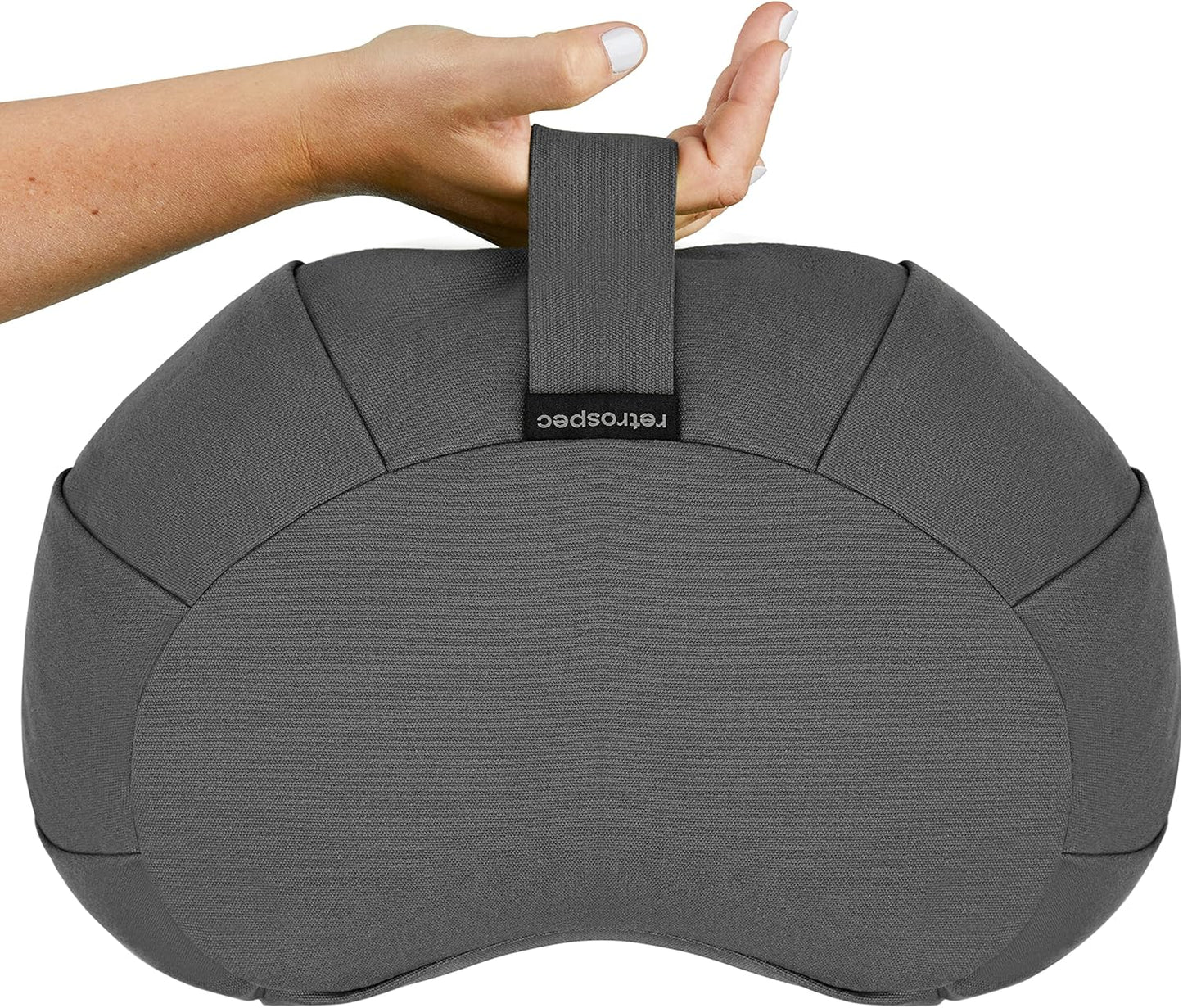 Retrospec Sedona Zafu Meditation Cushion with Buckwheat Hull Fill - Adjustable Yoga & Pilates Equipment Support - 17in Crescent Cotton Cover