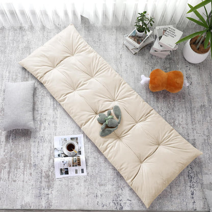 HOMBYS Floor Lounger Pillow Foldable and Tufted Design Long Floor Cushion for Yoga, Reading, Sleeping, Meditation, Elastic Band for Roll Up and Easy Storage, Machine Washable, Dark Grey, 74"x27"