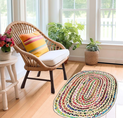 COTTON CRAFT Jute Rug - 2 Pack Braided 100% Jute Door Mat - Woven Neutral Reversible Small Rug - Entryway Kitchen Living Room Bedroom Bathroom Farmhouse Rustic Boho Throw Mat - 22 x 34 - Natural