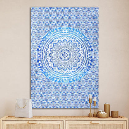 THE ART BOX Original Gold Tapestry Wall Hanging Mandala – Cotton Throw Tapestry – Boho Bedding White and Gold Medium Bedspread 54x60 Inches – Meditation & Yoga Rug Mat