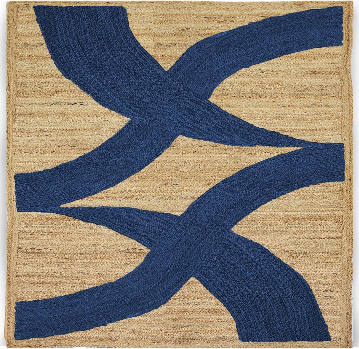 Premium Quality Jute Rug 4x6 Feet Area Rug Natural Fiber Jute Rugs Thick 0.27" Black Abstract Pattern Geometric Rugs for Kids Room, Living Room, Yoga Mat, Indoor Outdoor Carpet - Colors B