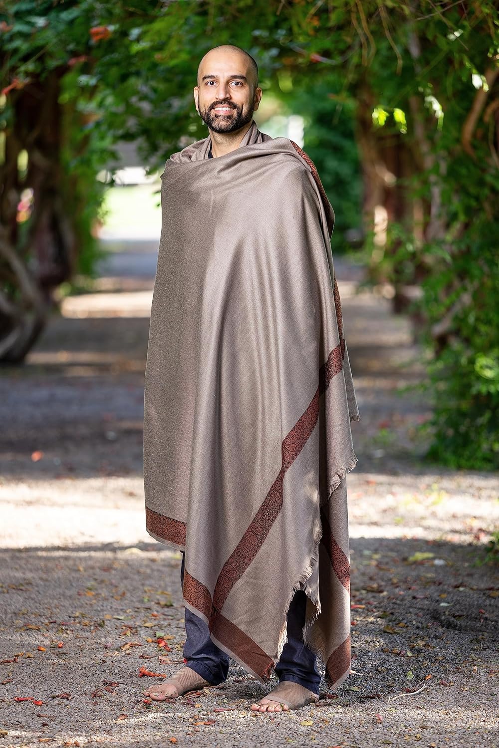 Soft Premium Wool Blend Meditation Shawl - Large Unisex Prayer Wrap, Oversize Scarf & Versatile Blanket