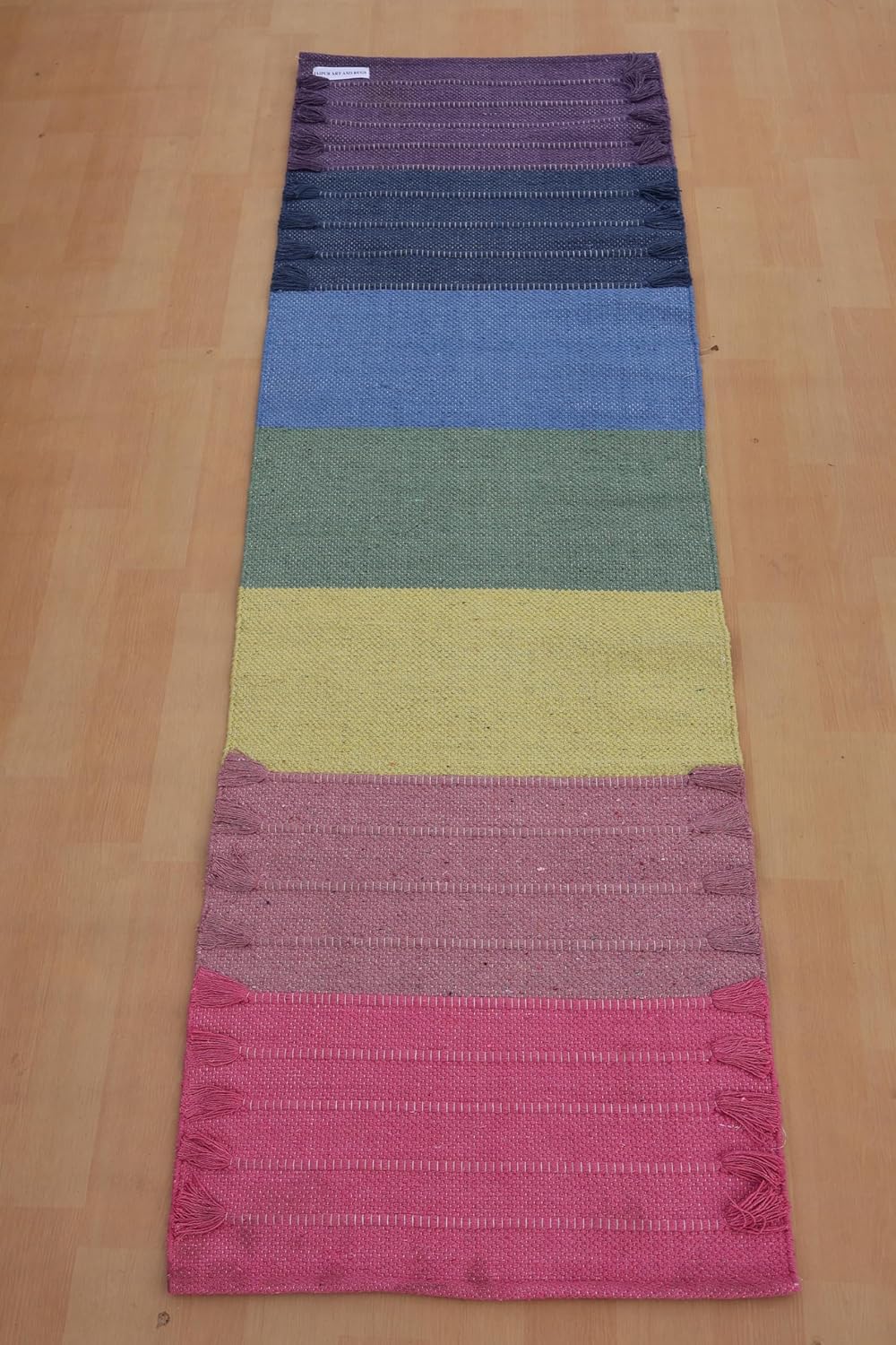 Jaipur Art & Rugs Cotton Yoga Rug - Eco-Friendly Hand-Woven Thick Mat (24”x72”x5mm) for Everyday Fitness at Home - Comfortable & Extra-Long - Colors B
