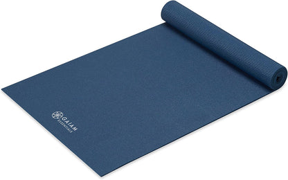 Gaiam Essentials 1/4" Thin (6mm) Yoga & Pilates, Fitness & Exercise Mat with Easy-Cinch Carrier Strap Cusion Support For Fitness and Gym Workouts