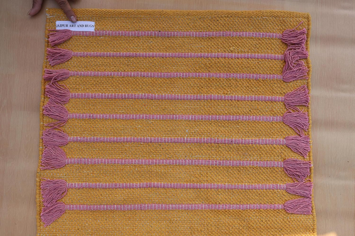 Jaipur Art & Rugs Cotton Yoga Rug - Eco-Friendly Hand-Woven Thick Mat (24”x72”x5mm) for Everyday Fitness at Home - Comfortable & Extra-Long - Colors B