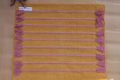 Jaipur Art & Rugs Cotton Yoga Rug - Eco-Friendly Hand-Woven Thick Mat (24”x72”x5mm) for Everyday Fitness at Home - Comfortable & Extra-Long - Colors B
