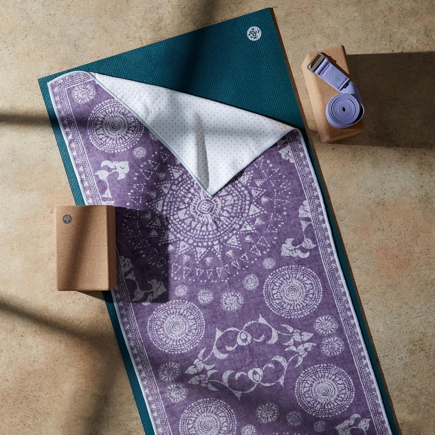 Manduka Yogitoes Yoga Hand Towel - 16" | Moisture Activated Grip | Patented Silicone Nubs | Highly Absorbent, Durable & Easy Care | Compact Size for Hot Yoga, Pilates | 16 x 24 Inches | Midnight