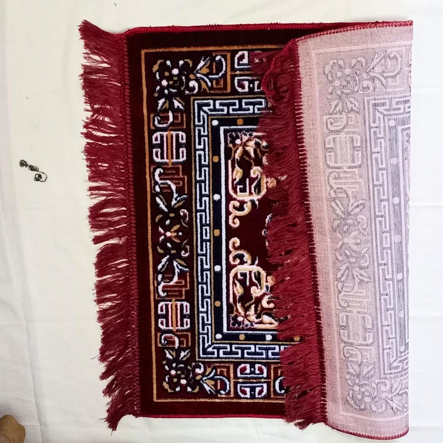 Pooja Aasan in Velvet for puja and Yoga Meditation Rug, Prayer Mattress Mat 1 Pcs (24" inch) Multi Purpose Pooja Cloth Aasan, Car Seat Cover, Sofa Set, Laptop Ethnic Design Home Decor Mat Rug Carpet