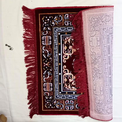 Pooja Aasan in Velvet for puja and Yoga Meditation Rug, Prayer Mattress Mat 1 Pcs (24" inch) Multi Purpose Pooja Cloth Aasan, Car Seat Cover, Sofa Set, Laptop Ethnic Design Home Decor Mat Rug Carpet