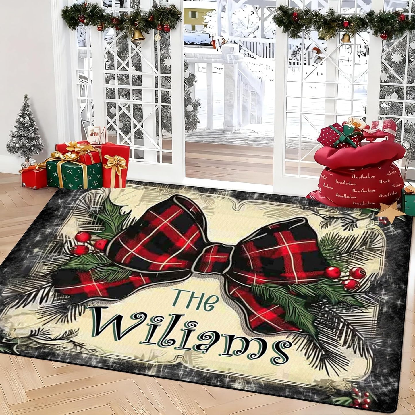 Personalized Family Name Initials Monogram Pink Rug, Shining Butterfly Printed Carpets for Girls Kids Butterfly Theme Living Room Indoor Bedroom Decor 5'×7' Soft Polyester Yoga Mat