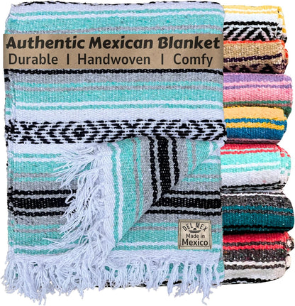 Del Mex Classic Mexican Blanket, Large Authentic Woven Falsa Throw (70"x50"), Artisan Southwest Décor for Beach, Yoga, Outdoors (Lavender)