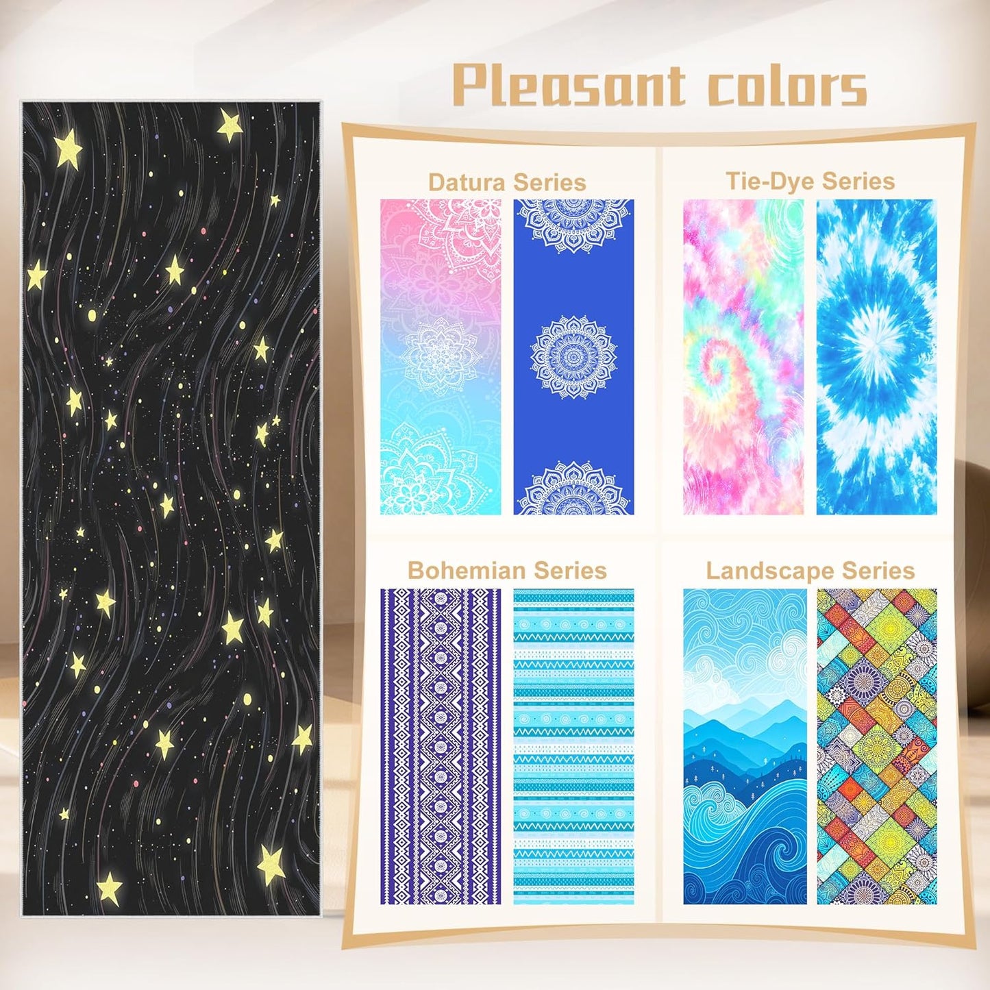 Yoga Mat Towel,Hot Yoga Towel High-Definition Pattern,Machine Washable with Ultra-Absorbent Yoga Towels for Hot Yoga Non Slip for Fitness,Exercise,Pilates,72 x 27 in,Pink and Green Gradient