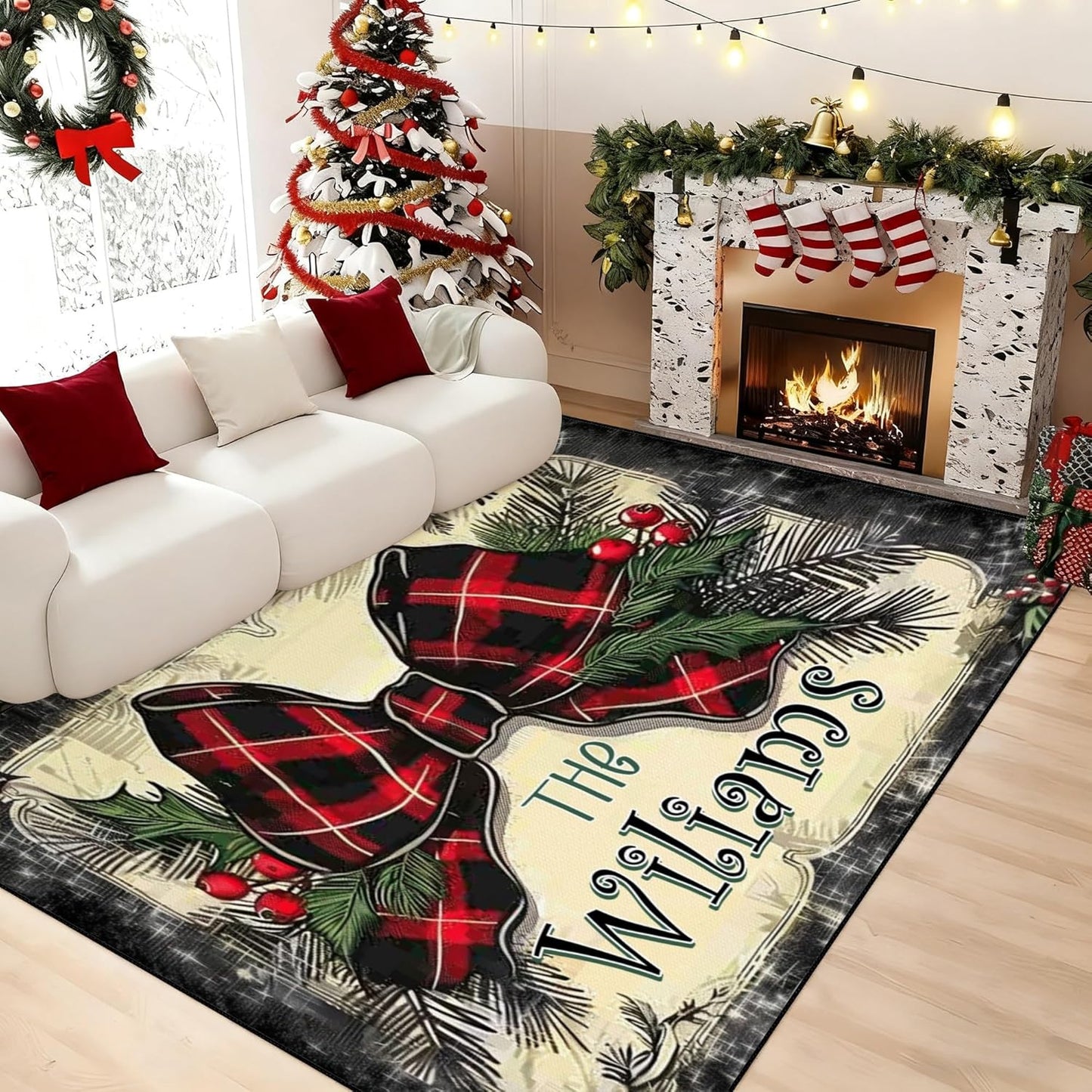Personalized Family Name Initials Monogram Pink Rug, Shining Butterfly Printed Carpets for Girls Kids Butterfly Theme Living Room Indoor Bedroom Decor 5'×7' Soft Polyester Yoga Mat