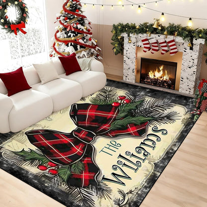 Personalized Family Name Initials Monogram Pink Rug, Shining Butterfly Printed Carpets for Girls Kids Butterfly Theme Living Room Indoor Bedroom Decor 5'×7' Soft Polyester Yoga Mat