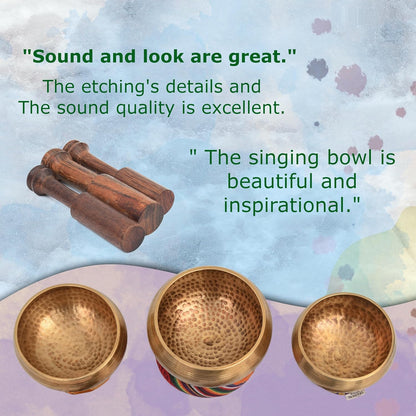 Tibetan Singing Bowl Set - Authentic Cuencos Tibetanos for Sound Healing, Meditation & Chakra Balancing - Includes Cushion, Mallet-Unique Spiritual Gifts for Women and Men (7 Chakra Hand Hammered Set)