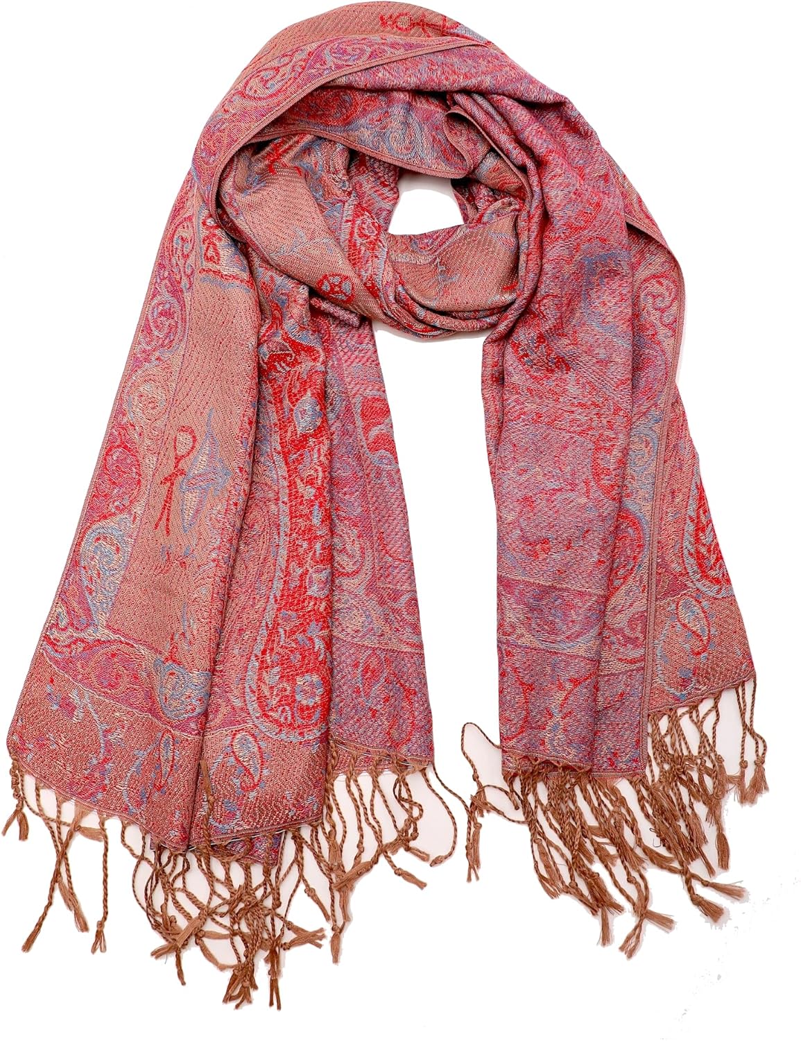 Achillea Reversible Paisley Pashmina Rave Scarf – Exotic Indian Shawls and Wraps for Evening Dresses, Festivals, All Seasons - Colors B