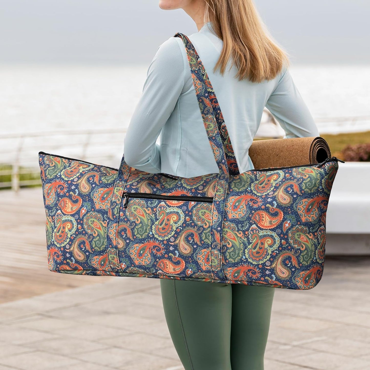 Boulder Bee | Yoga Mat Bag | Large Yoga Mat Carrier with Wet Pocket | Yoga Gifts | Gym Tote Bag for Women