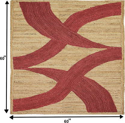 Premium Quality Jute Rug 4x6 Feet Area Rug Natural Fiber Jute Rugs Thick 0.27" Black Abstract Pattern Geometric Rugs for Kids Room, Living Room, Yoga Mat, Indoor Outdoor Carpet - Colors B