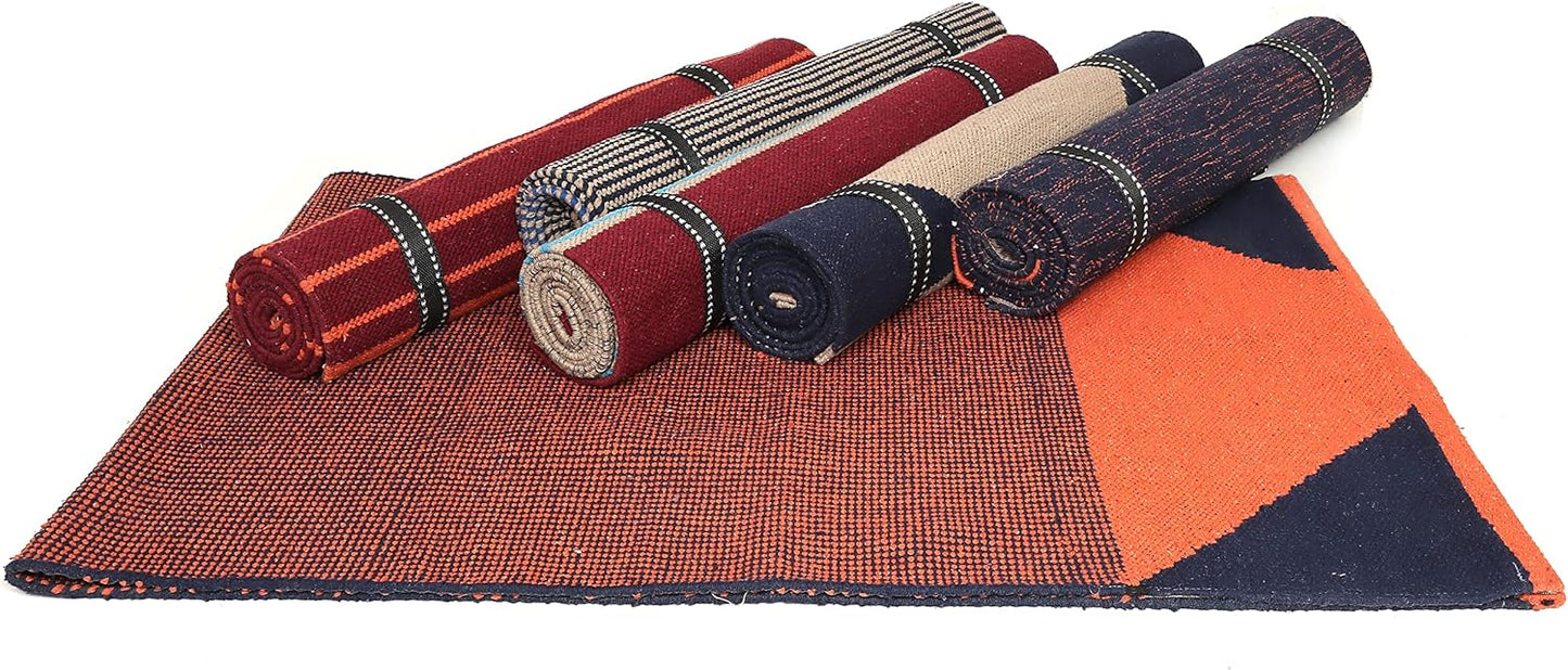 KD Yoga Rug Mat Convert Plastic Yoga Mat to Eco Friendly 100% Cotton Gripping with Corner Pocket