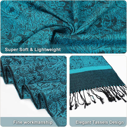 vimate Silky Paisley Pashmina Shawl Scarf-Women's Soft Double-side Jacquard Pashminas Wrap for Evening Dress Travel Shawl