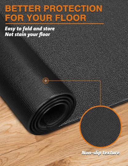 Treadmill Mat,70"x32",6mm Thickness Foldable Exercise Equipment Mat for Carpet Hardwood Floors, Compatible with Walking Pad,Spin Bike,Elliptical Trainer,Rowing Machine