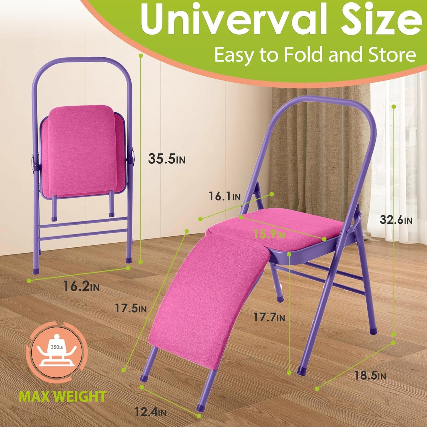 BODY RHYTHM Yoga Auxiliary Chair with Lumbar Back Support for Abs & Core, Balance Handstand, Flexibility and Strength Training and Back Pain Relieving.