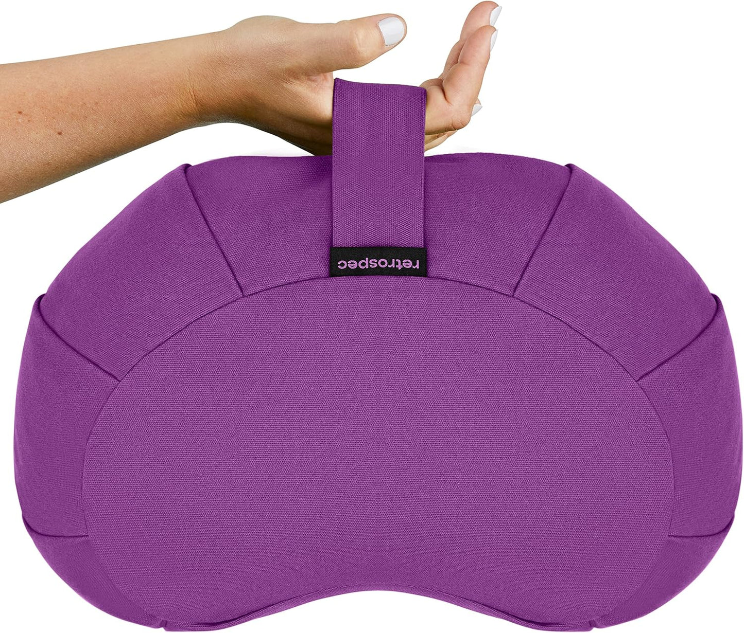 Retrospec Sedona Zafu Meditation Cushion with Buckwheat Hull Fill - Adjustable Yoga & Pilates Equipment Support - 17in Crescent Cotton Cover